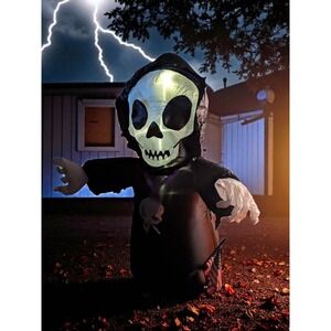 Gemmy‎ Airblown Inflatable Grim Reaper 4 ft Lights Up Halloween Decoration